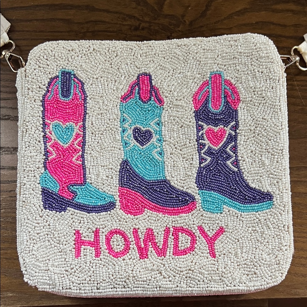 Beaded Cowboy Boot Shoulder Bag